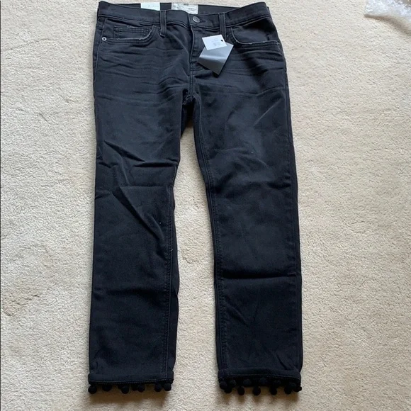 Current/Elliot The Cropped Straight Pom Pom jeans